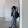 S26091603條紋蕾絲長裙