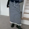 S26091603條紋蕾絲長裙